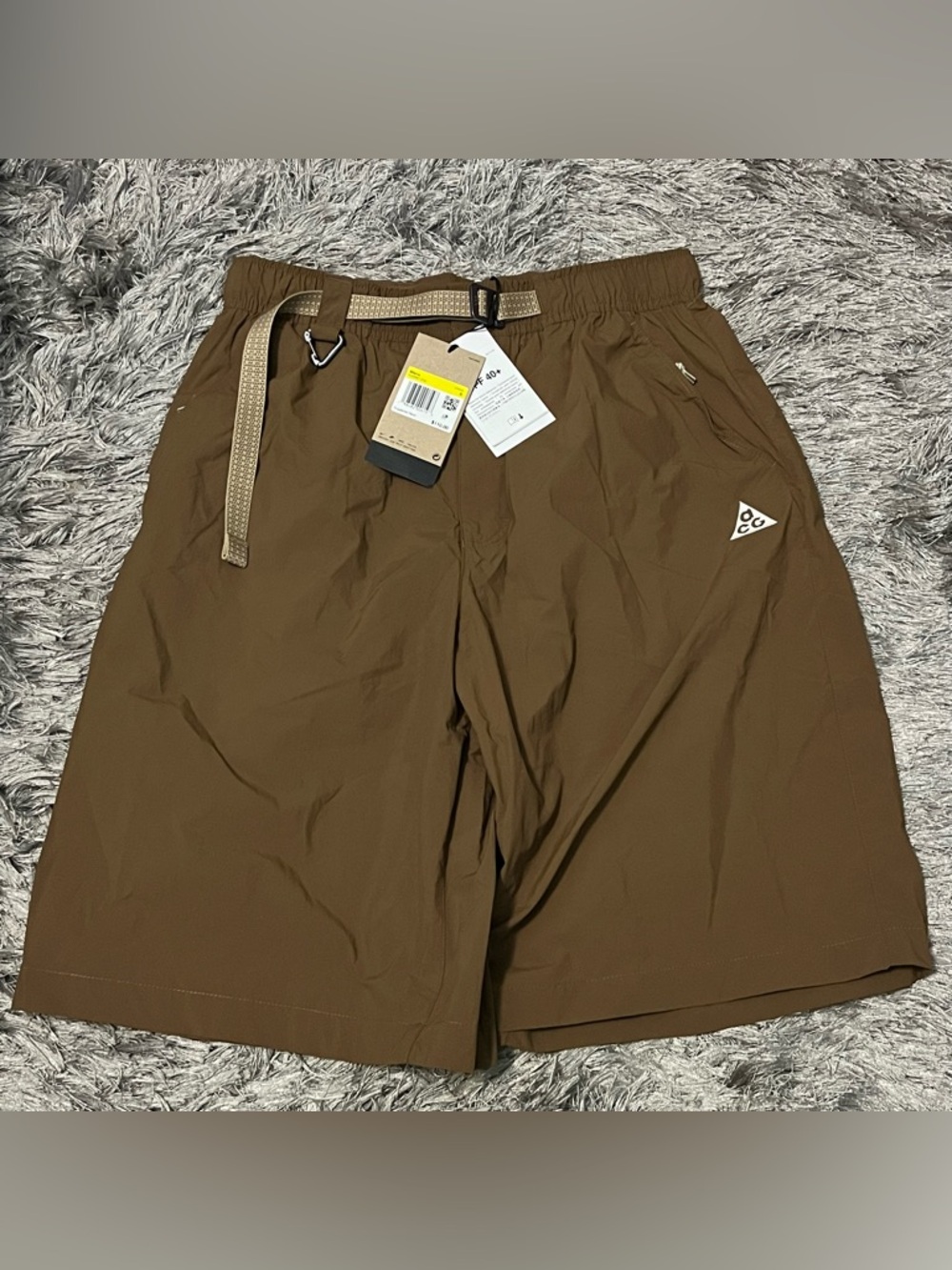 Nike ACG Orb Weaver UV Repel Oversized Shorts HJ2887-235 Mosswood Brown White S